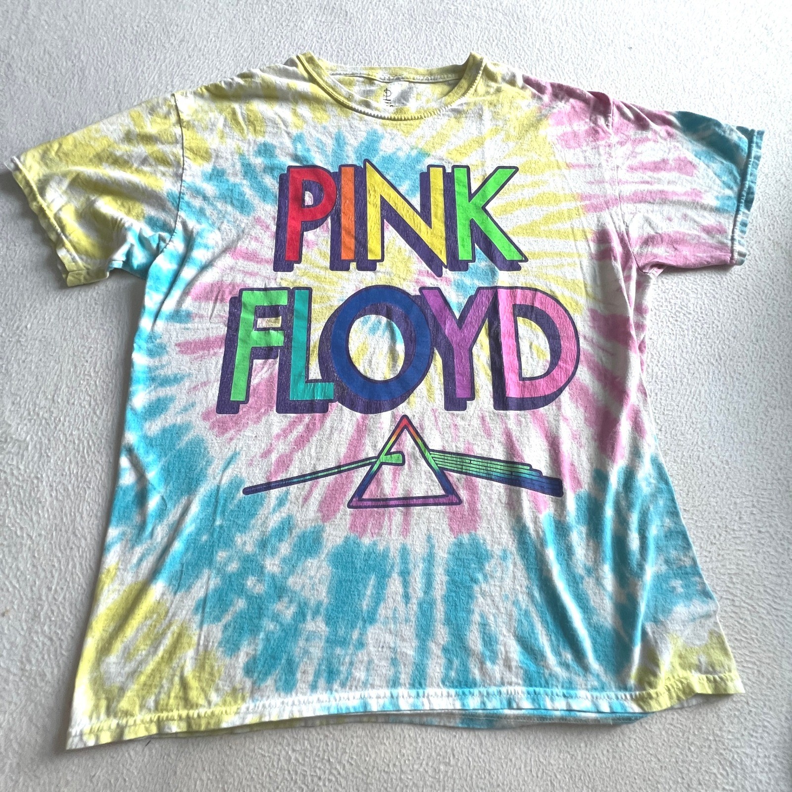 Pink Floyd Tie Dye T Shirt Large Band Tee Graphic Classic Rock Music Colorful
