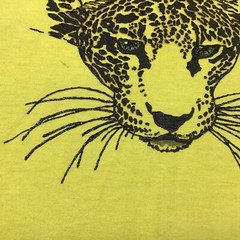 Vintage 1990s Leopard￼ Graphic T Shirt Looks Hand Painted Screen Stars Lg Yellow