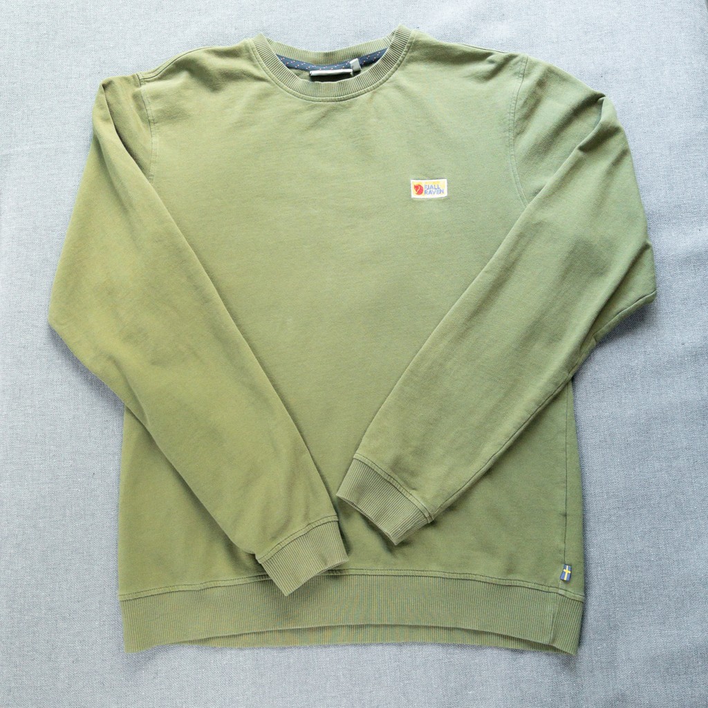 Fjallraven Long Sleeve Top Khaki Olive Green Crewneck Pullover Men’s L Cotton
