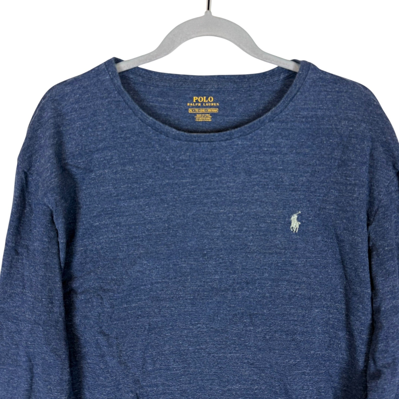 Polo Ralph Lauren Shirt Mens XL Blue Pony Round Neck Long Sleeve Pullover Trendy gallery