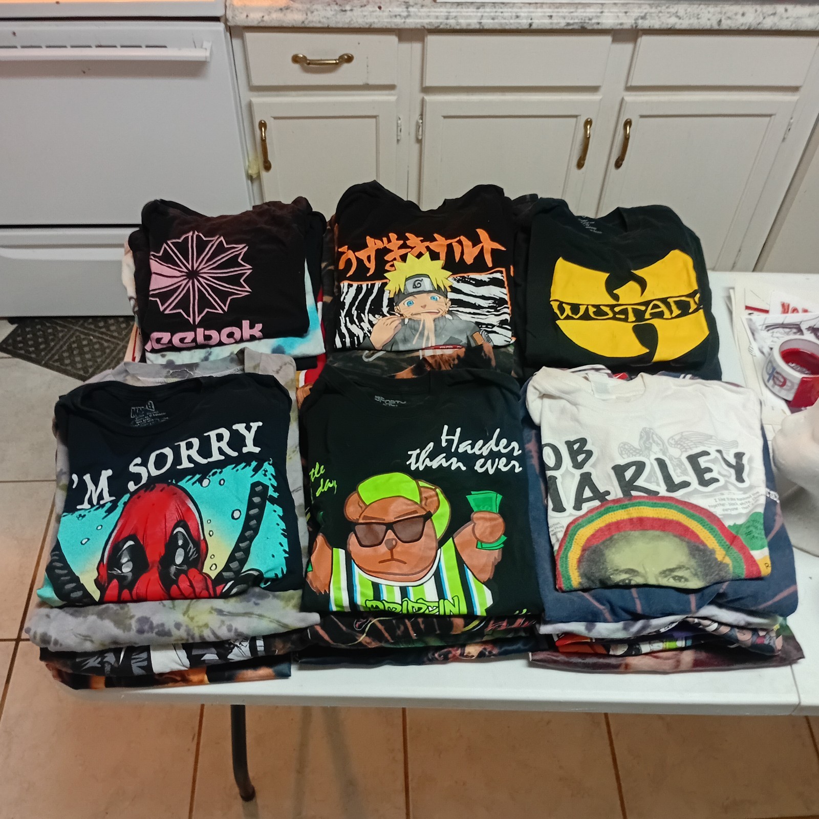 Bulk Lot 48 Graphic Print Shirts Mixed Sizes Graphics Sports Anime Festival #2 gallery