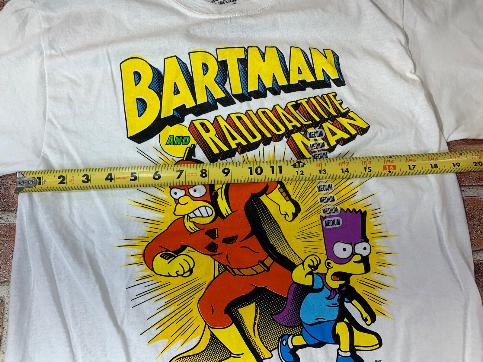 Simpson’s- Bartman And Radioactive Man• WhIte T-Shirt/ Bart & Homer• Medium• NWT gallery