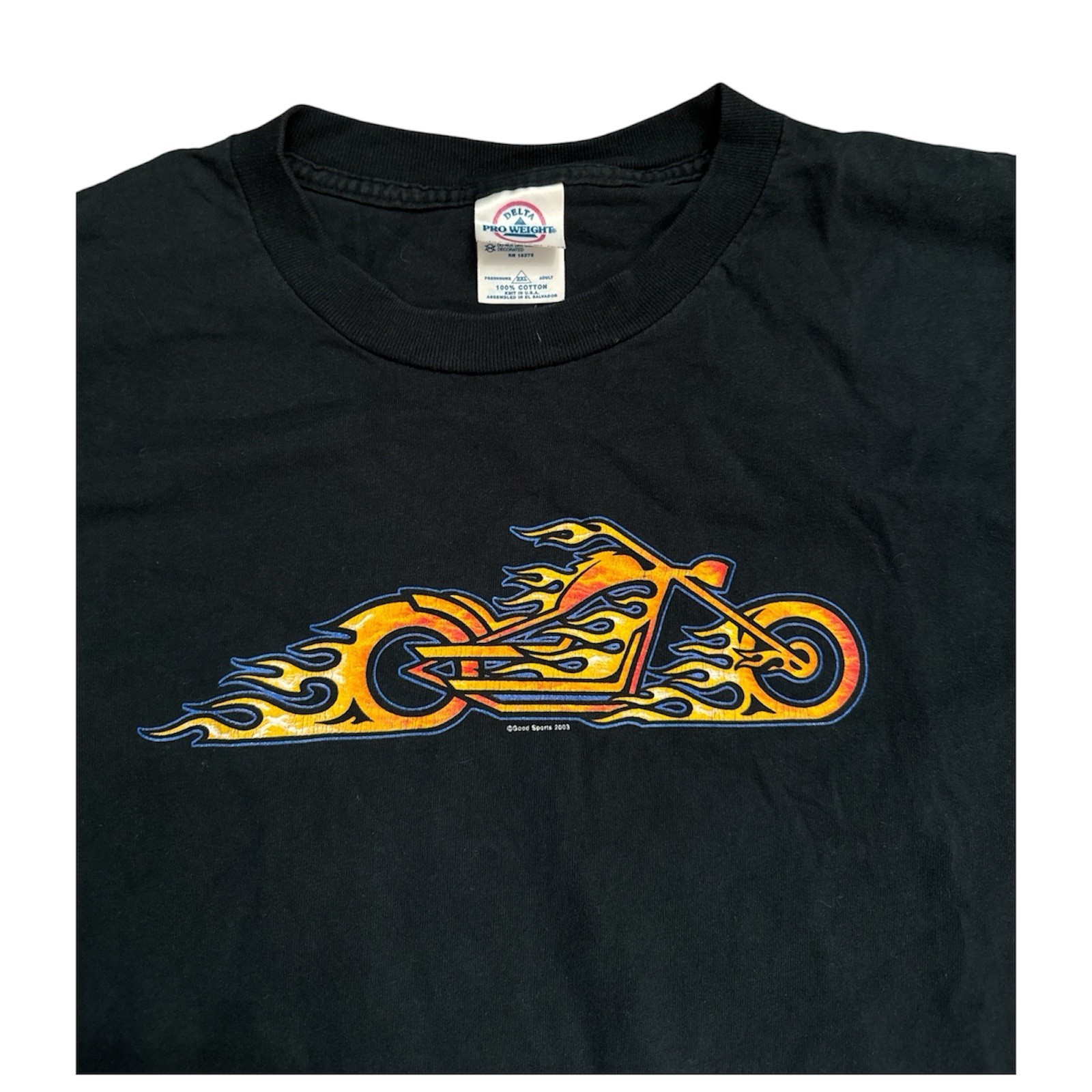 VTG Motorcycle Flames Long Sleeve Tee Shirt Mens Cycle Leather 2003 Black XXL gallery