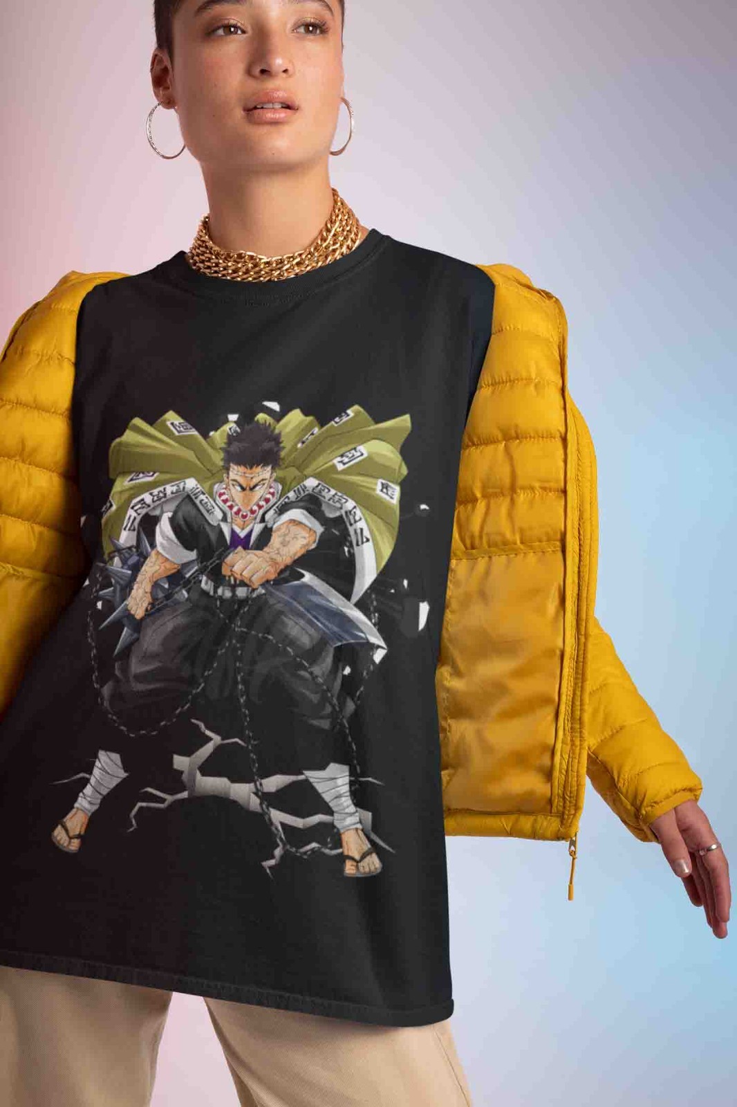 Demon Slayer Shirt Gyomei Himejima T-Shirt Tanjiro Stone Hashira Tee Muzan Top gallery