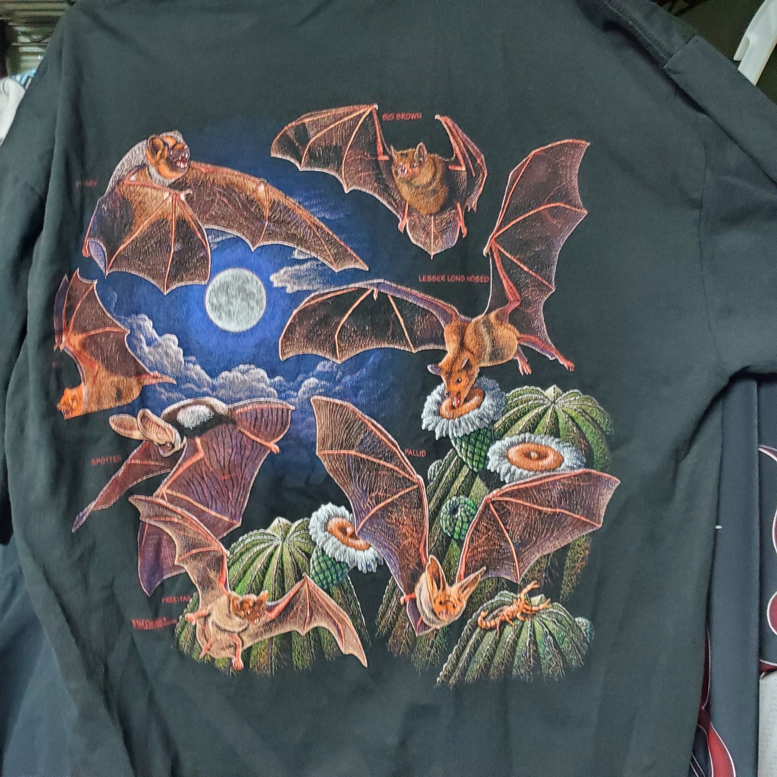 Vintage 90s Single Stitch Wild Cotton Bat Species Double Sided Graphic Shirt XL gallery