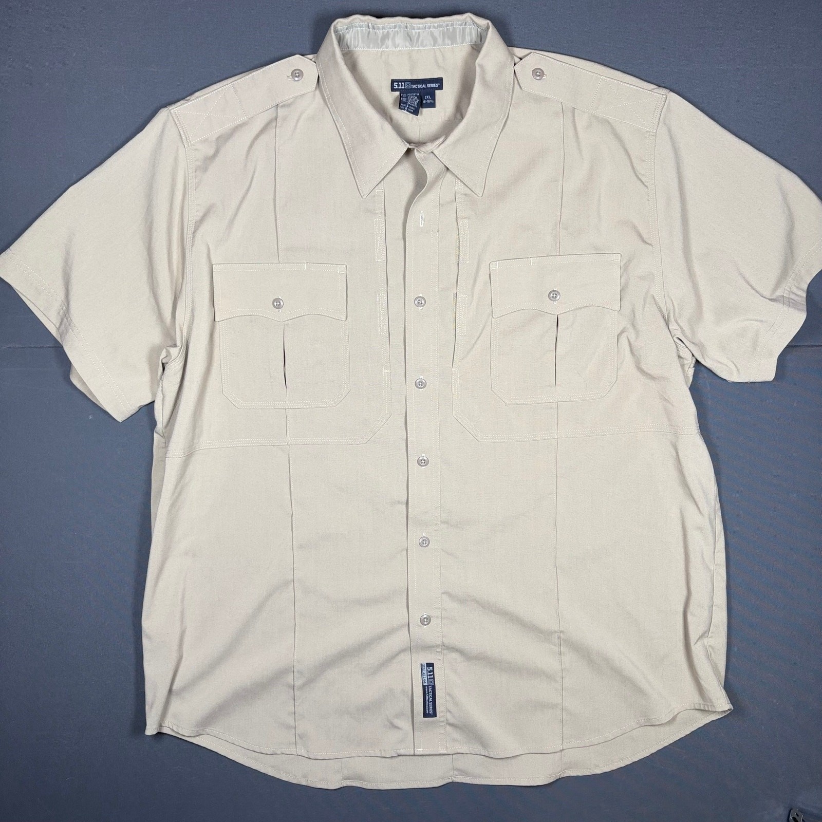 5.11 Tactical Series Shirt 2XL Tan Short Sleeve Cargo Workwear 41144 Gorpcore