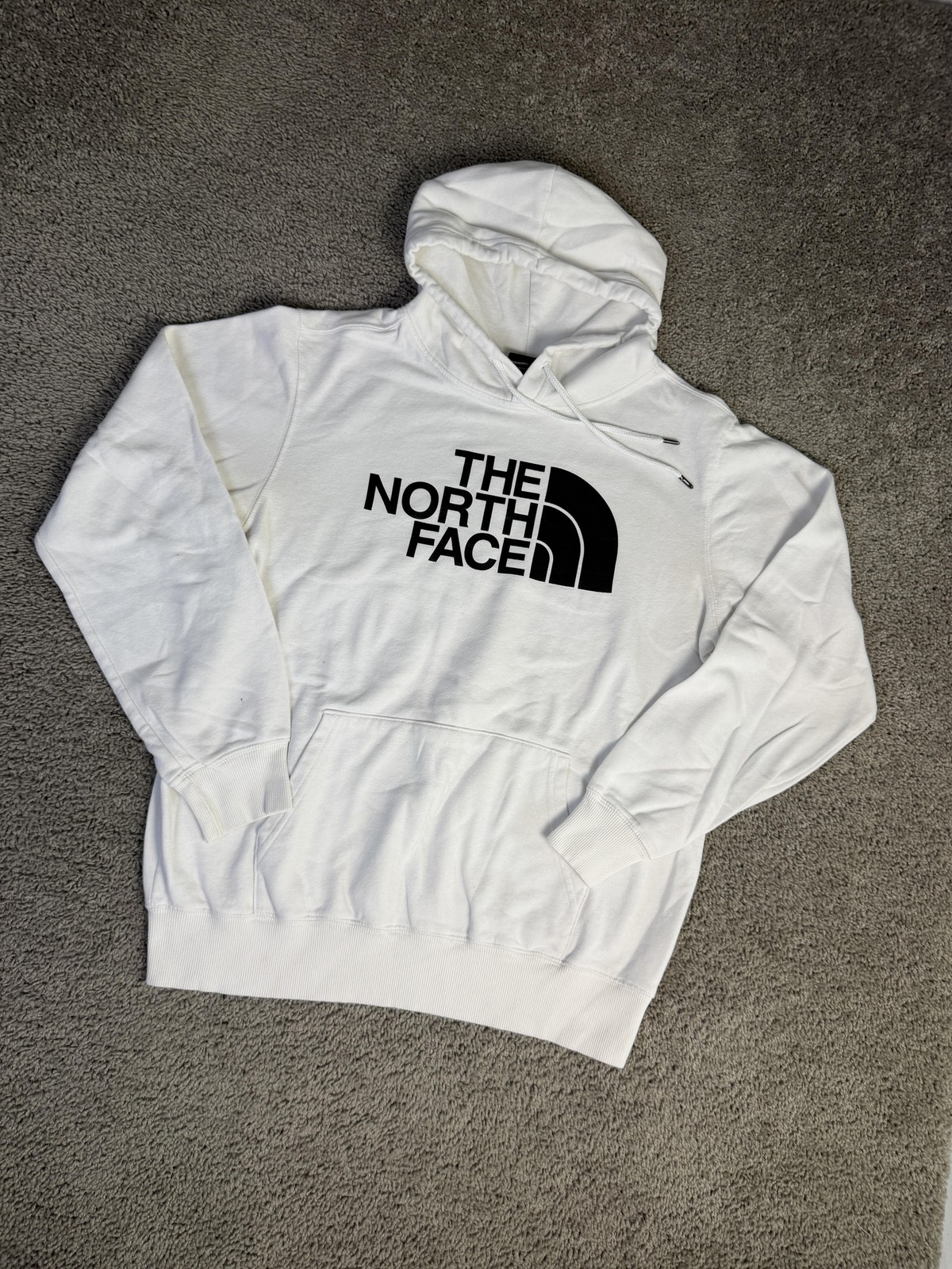 The North Face Hoodie Mens M White Logo Graphic Hooded Fleece Kangaroo Pocket gallery