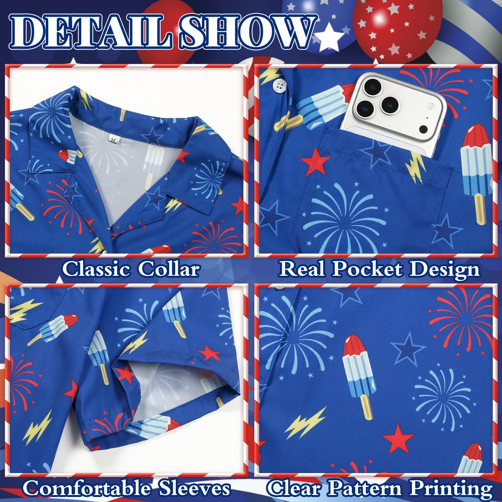 4th of July Hawaiian Shirt for Men Women, Funny American Flag Ice Cream Firew... gallery