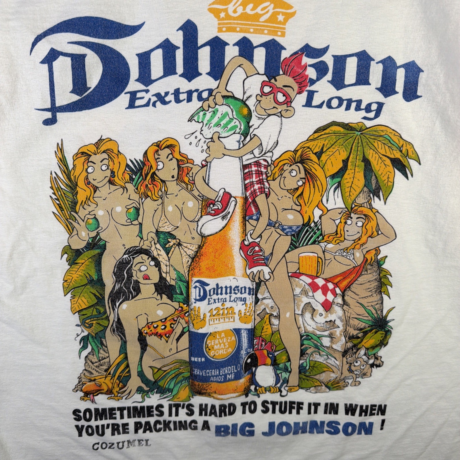 Vintage Big Johnson Shirt Mens Large White 90s Corona Beer Mexico Funny Quote gallery
