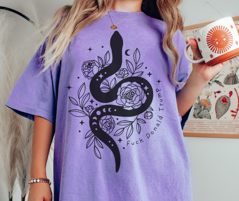 Subtle Witchy F***k Donald Trump Tee | Celestial Snake Anti Trump Tee | Feminist gallery
