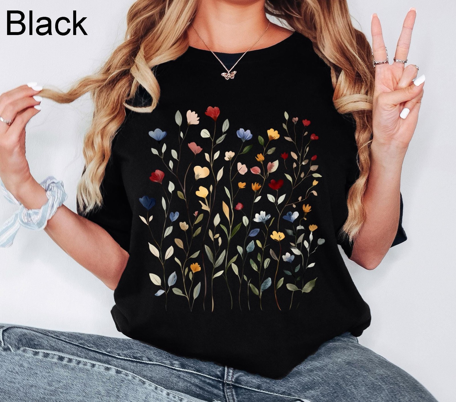 Comfort Colors Vintage Pressed Flowers Shirt Boho Botanical Floral Tee gallery