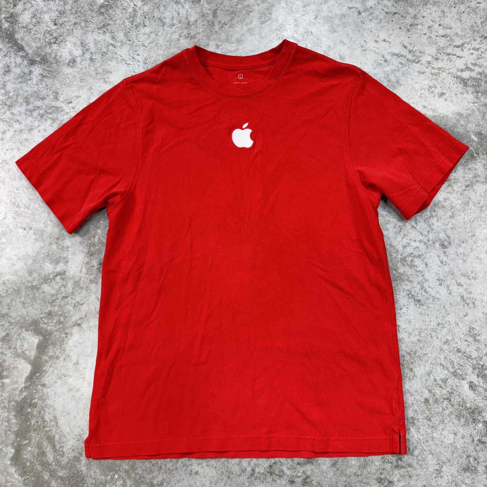 Apple Shirt Mens Large Red Logo Crewneck Employee Tee Short Sleeve T-Shirt