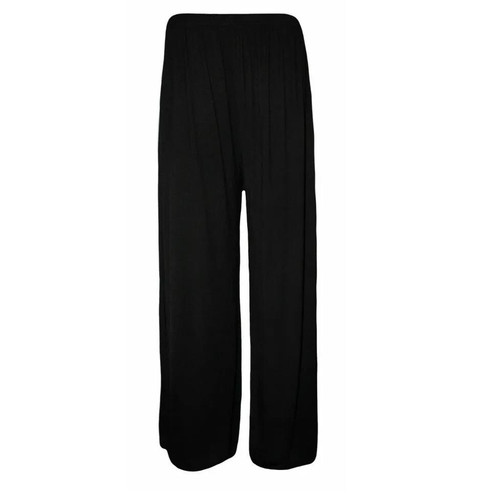 Ladies Palazzo Wide Leg Flared Elasticated Stretch Plain Trousers Womens Wide gallery