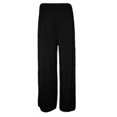 Ladies Palazzo Wide Leg Flared Elasticated Stretch Plain Trousers Womens Wide