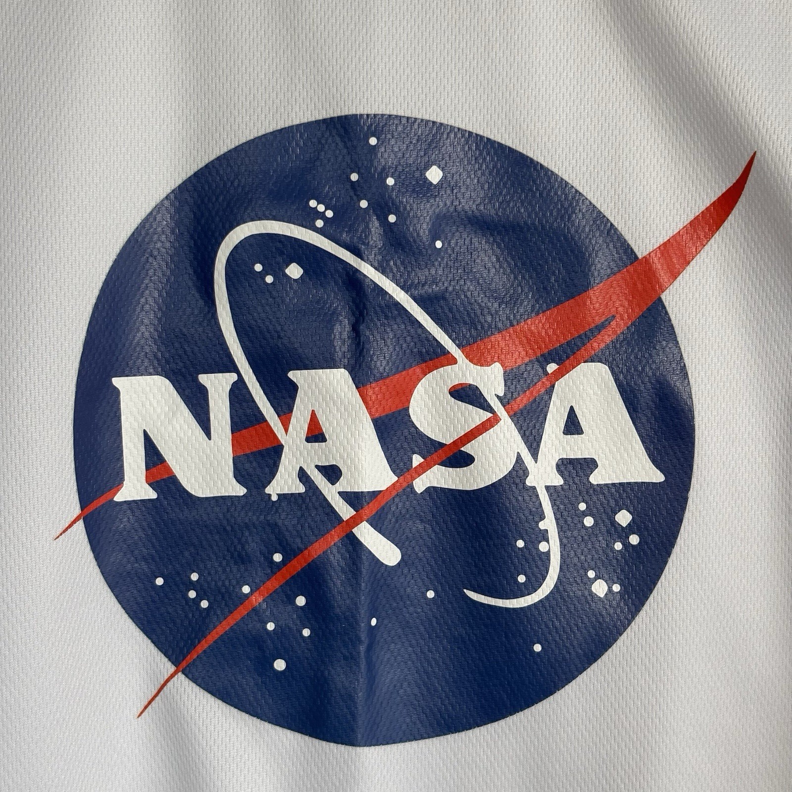 NASA T-shirt Mens Size Large White Space Circle Logo Woof Machi Jersey Retro gallery