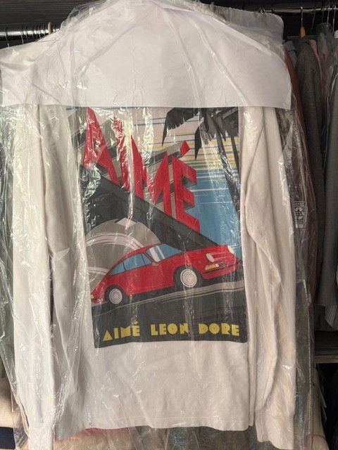 Aime Leon Dore ALD Porsche Graphic Palm Trees LONG SLEEVE T-Shirt White Medium