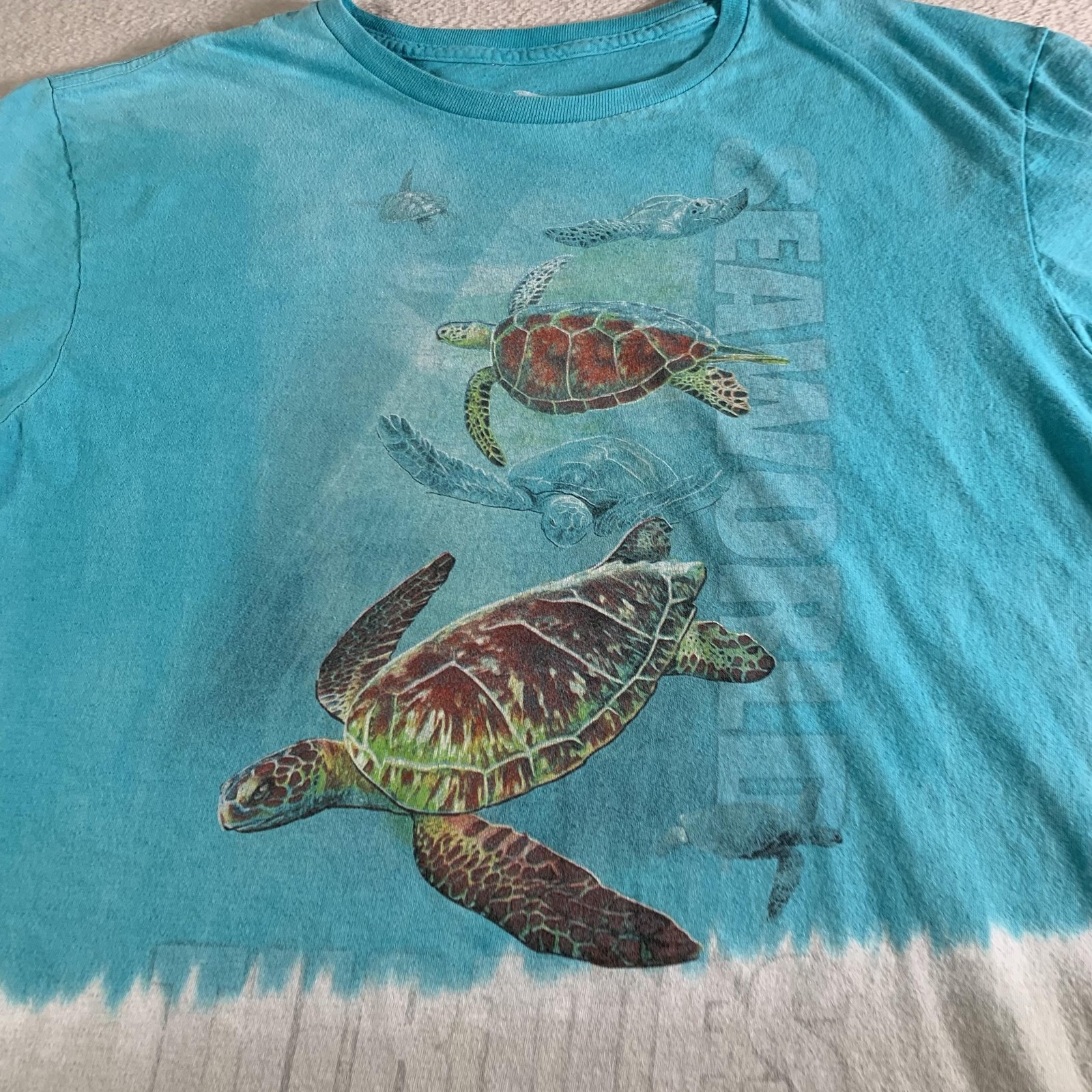 SeaWorld Sea Turtles Shirt Mens Large Blue Dip Dye Graphic Ocean Tee Sea Life gallery