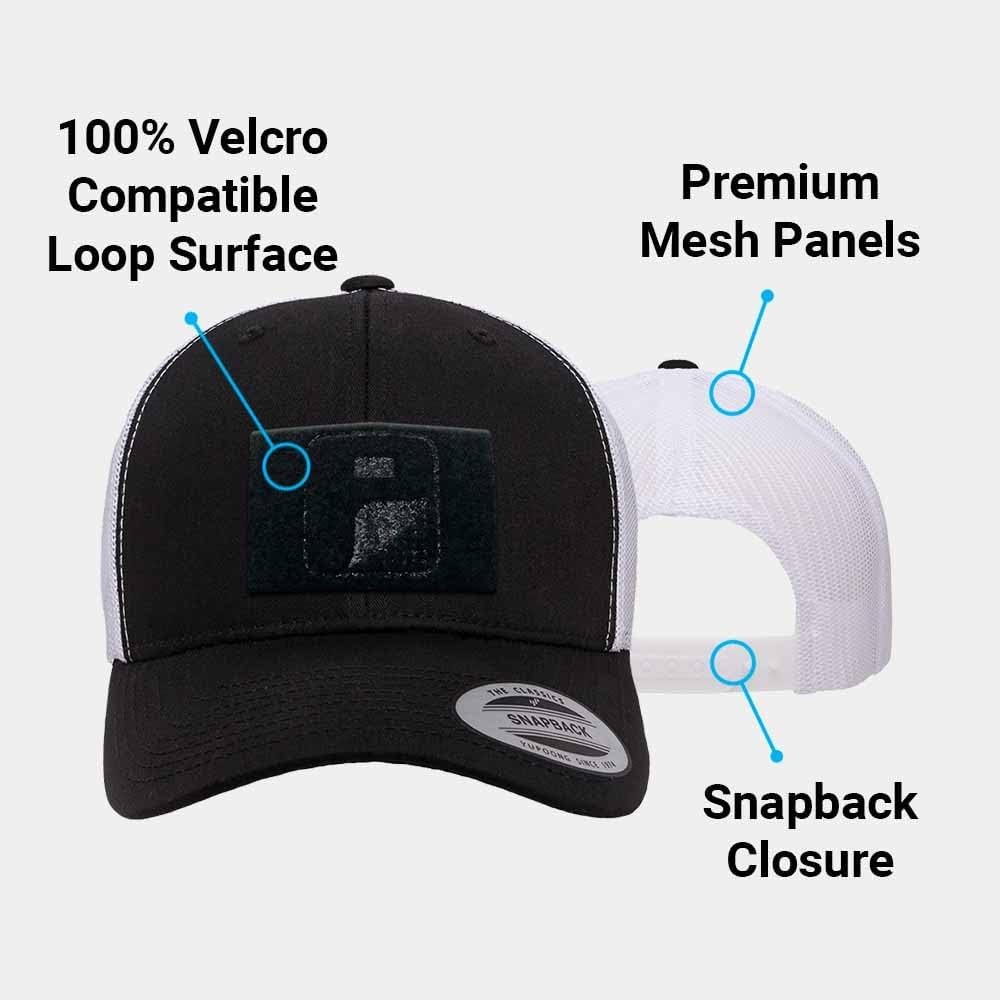 Pull Patch Tactical Snapback Trucker Hat – Curved Bill Cap with 3x2 Inch Hook... gallery