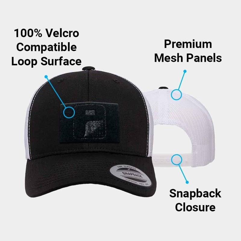 Pull Patch Tactical Snapback Trucker Hat – Curved Bill Cap with 3x2 Inch Hook... gallery