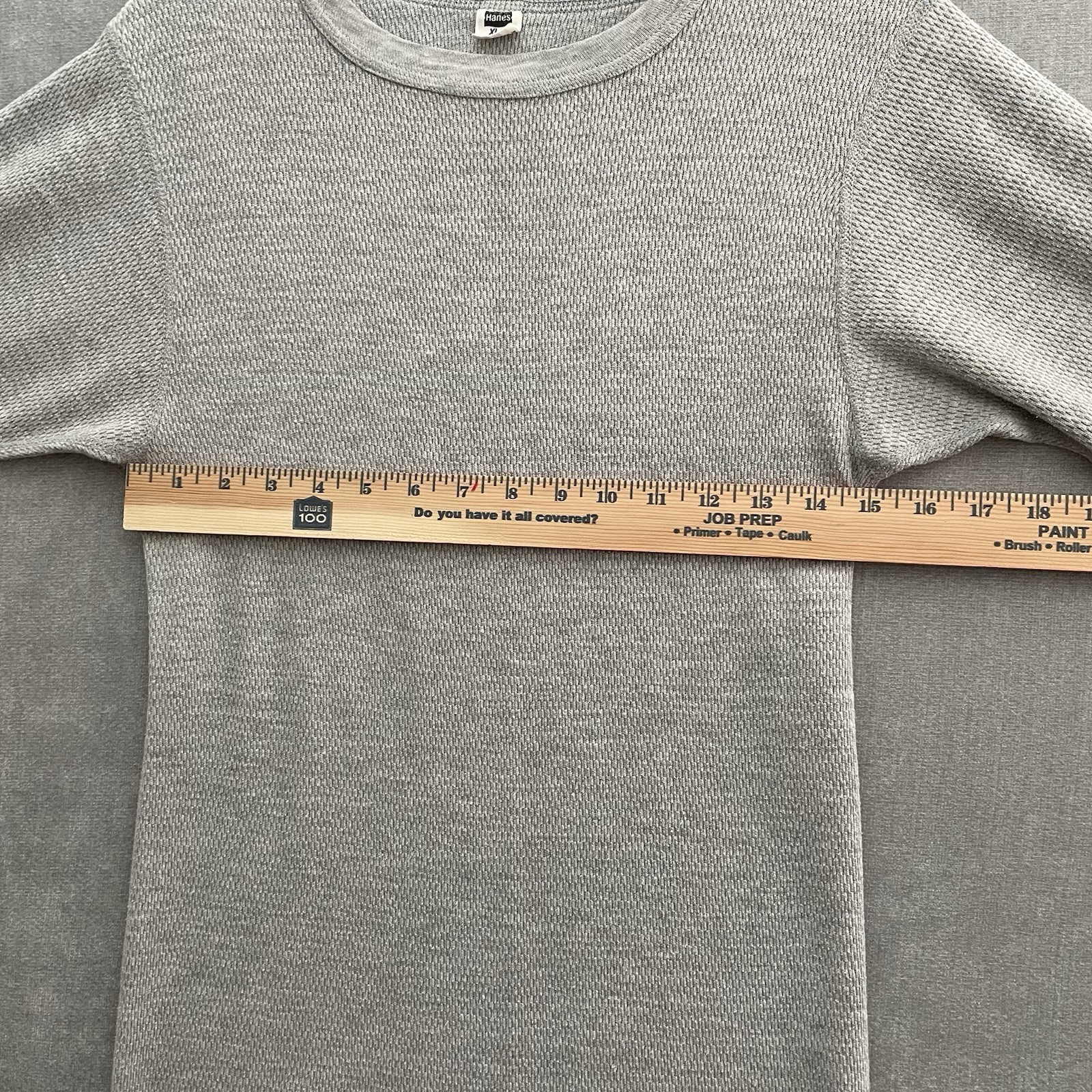 Vintage Hanes Thermal Waffle Knit Gray Crewneck Shirt Men's XL Made In USA 70's gallery