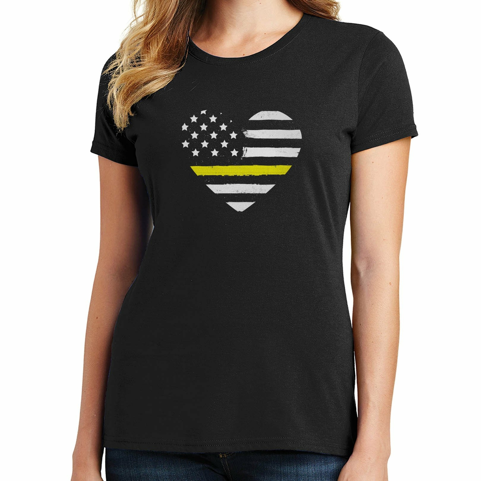 Thin Yellow Line Heart T-Shirt Support Security 02492 gallery