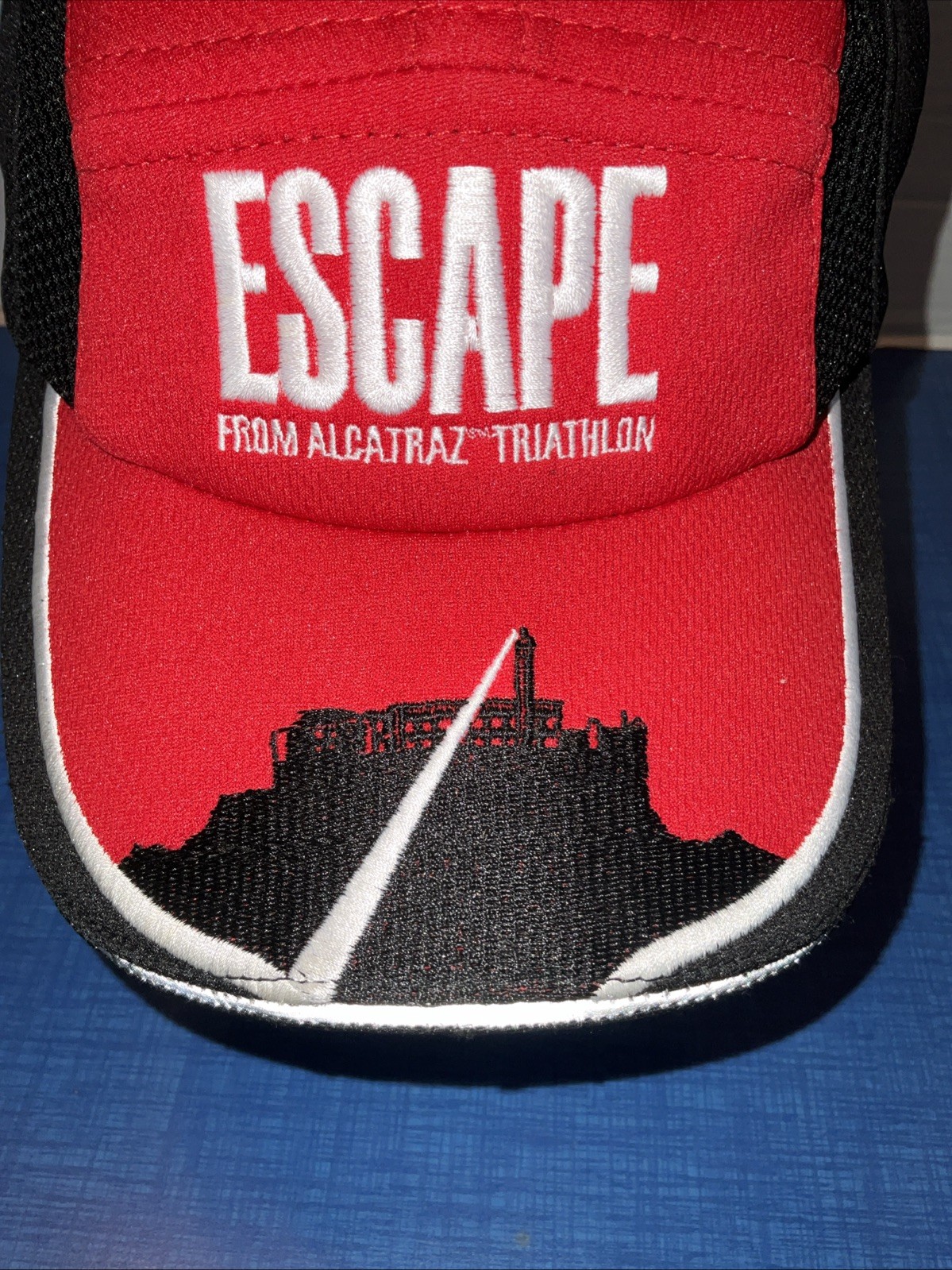 Escape Alcatraz Swim Triathlon Swim Bike Run StrapBack Hat Prison Lighthouse gallery