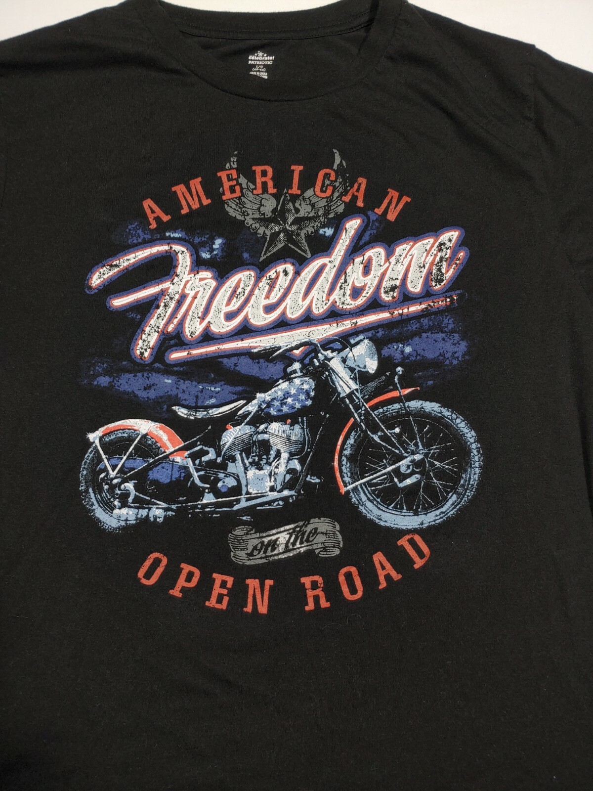 American Motorcycle Shirt Mens Large Black Graphic Freedom USA Biker Tee Size gallery