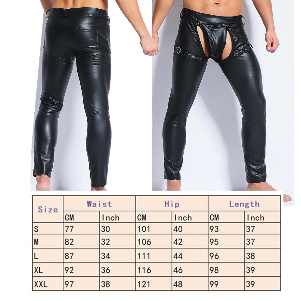 Men Faux Leather PVC Wet Look Boxers Shorts T-Shirt Top Vest Long Pants Trousers gallery