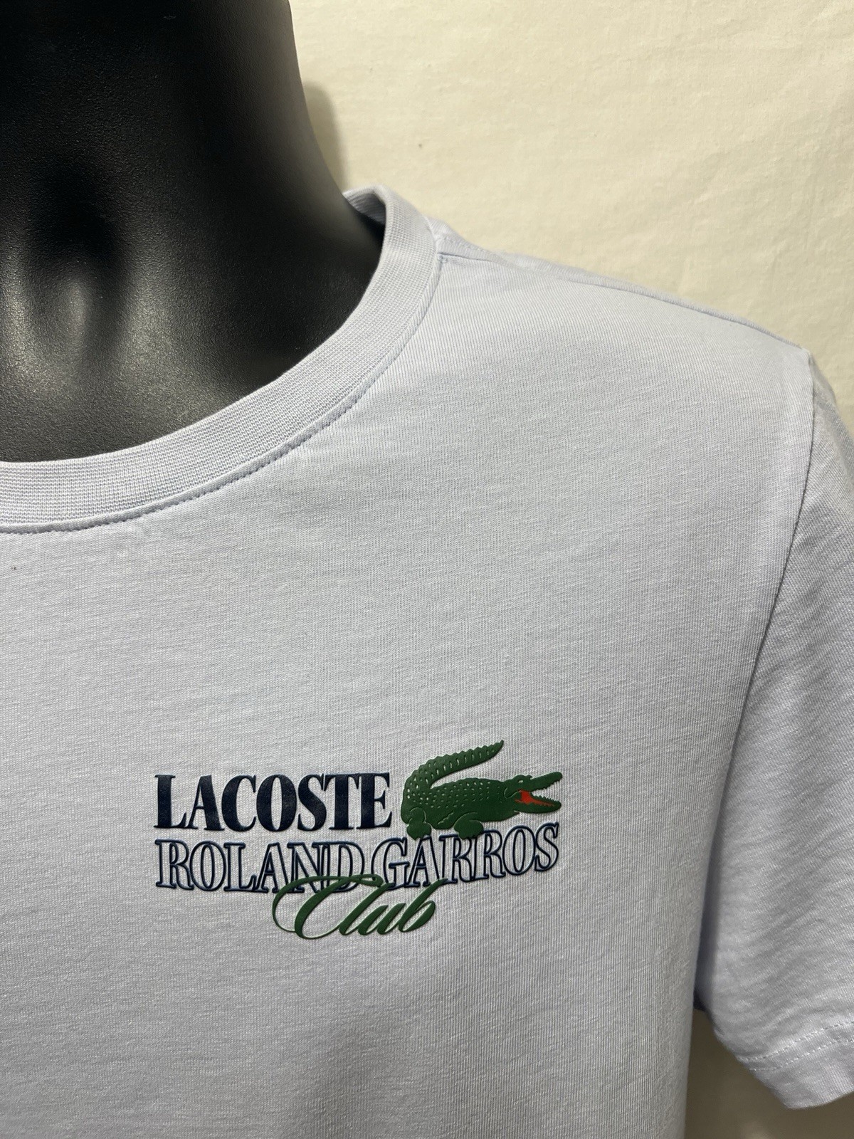 LACOSTE ROLAND GARROS Clube Crew Neck T-Shirt Relax Fit 4 Sz Medium S/S Blue D2 gallery