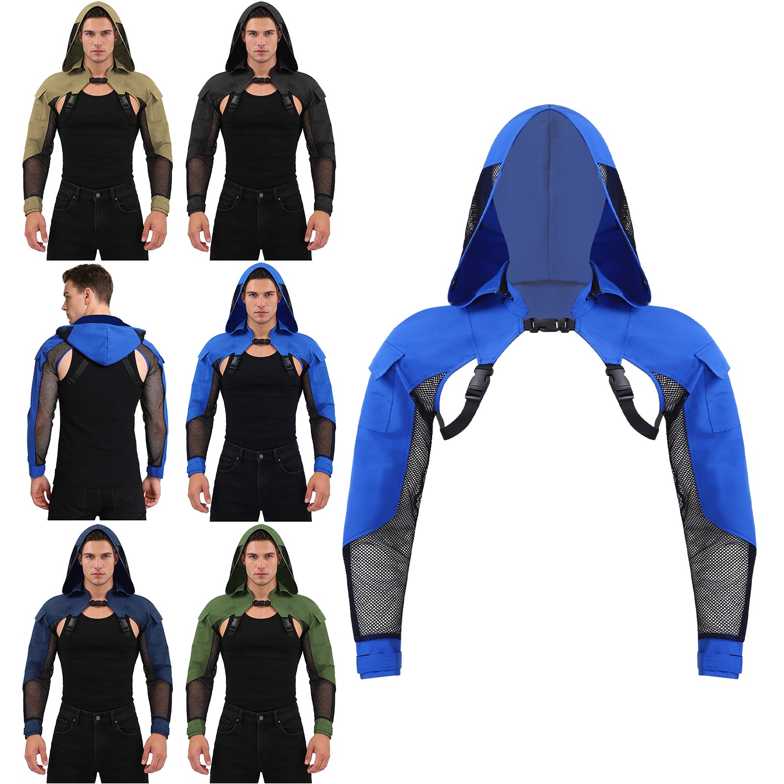 Men Crop Top Military Jackets With Buckle Shoulder Armor Shirts With Pocket gallery