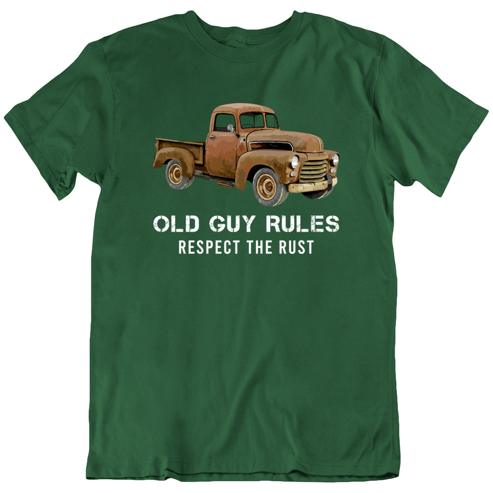 Old Guy Rules Respect The Rust Classic Car Truck Vintage Retro T-Shirt Tee Gift gallery