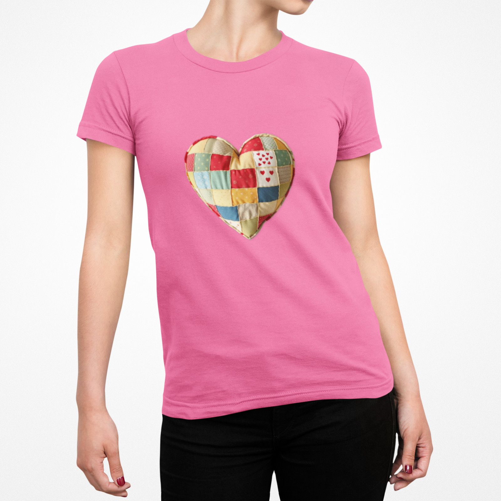 Faux Patchwork Quilted Heart T-Shirt | Patch Heart Tee gallery