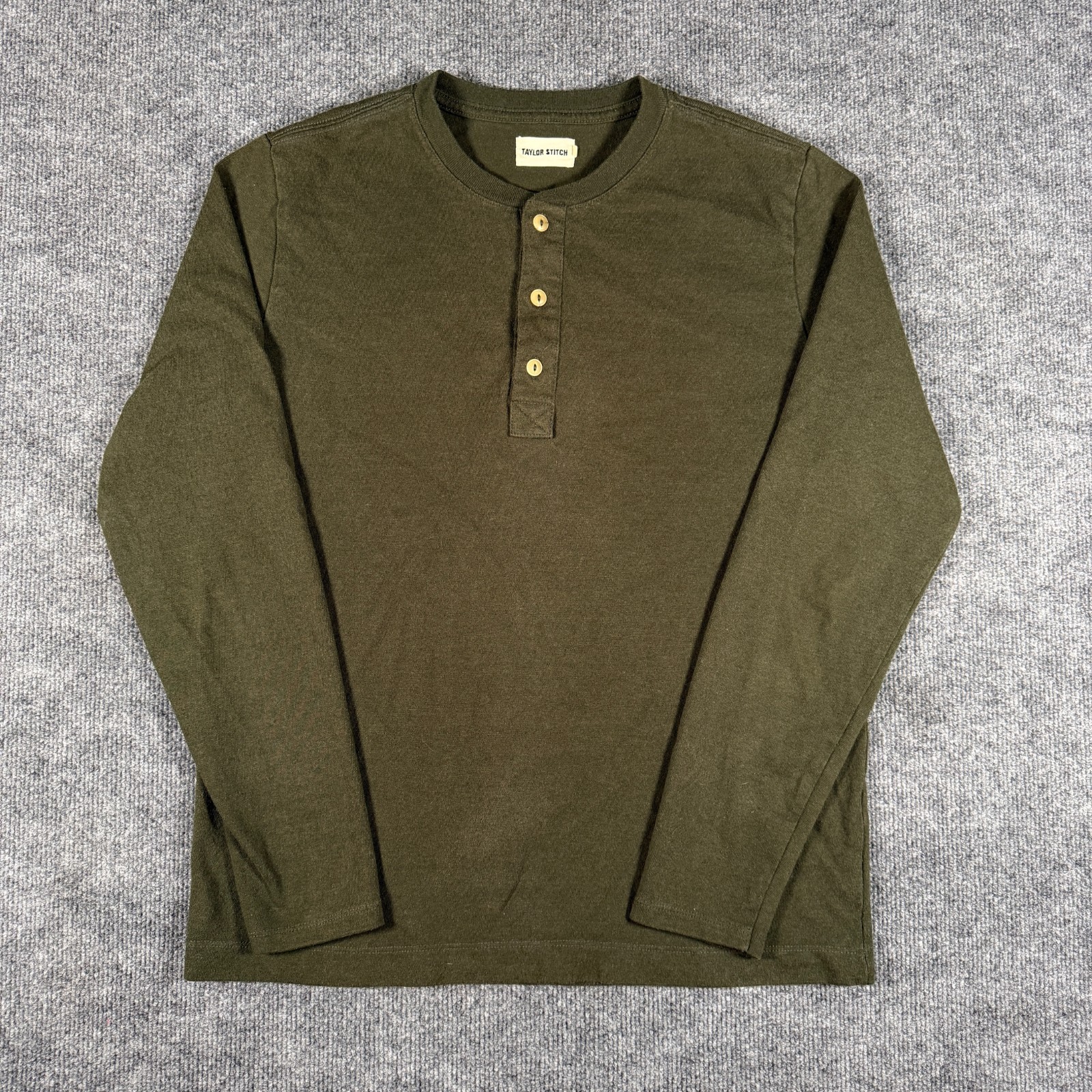 Taylor Stitch Shirt Mens Size 40 Medium Green Polycotton Long Sleeve Henley Prep gallery