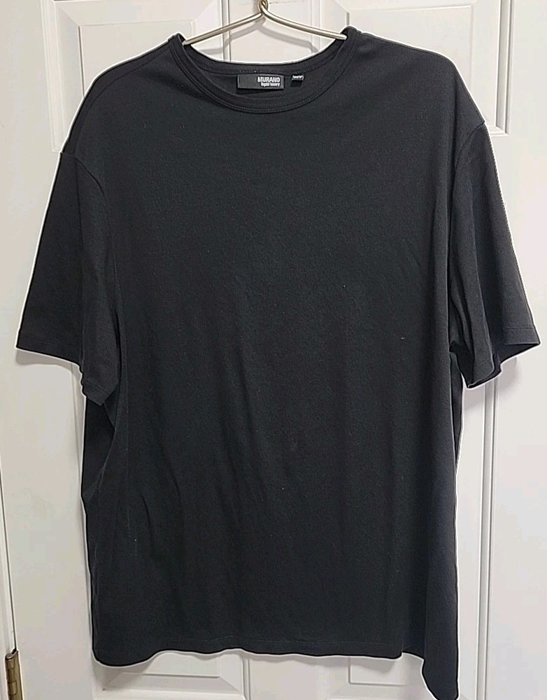 Men’s Murano Liquid Luxury ~ Cotton Black Crew Neck Short Sleeve T-Shirt ~ 2XT