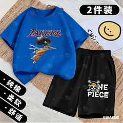 One Piece Anime Character Lakers Basketball Jersey Kids T-Shirt Set, Cool Sports