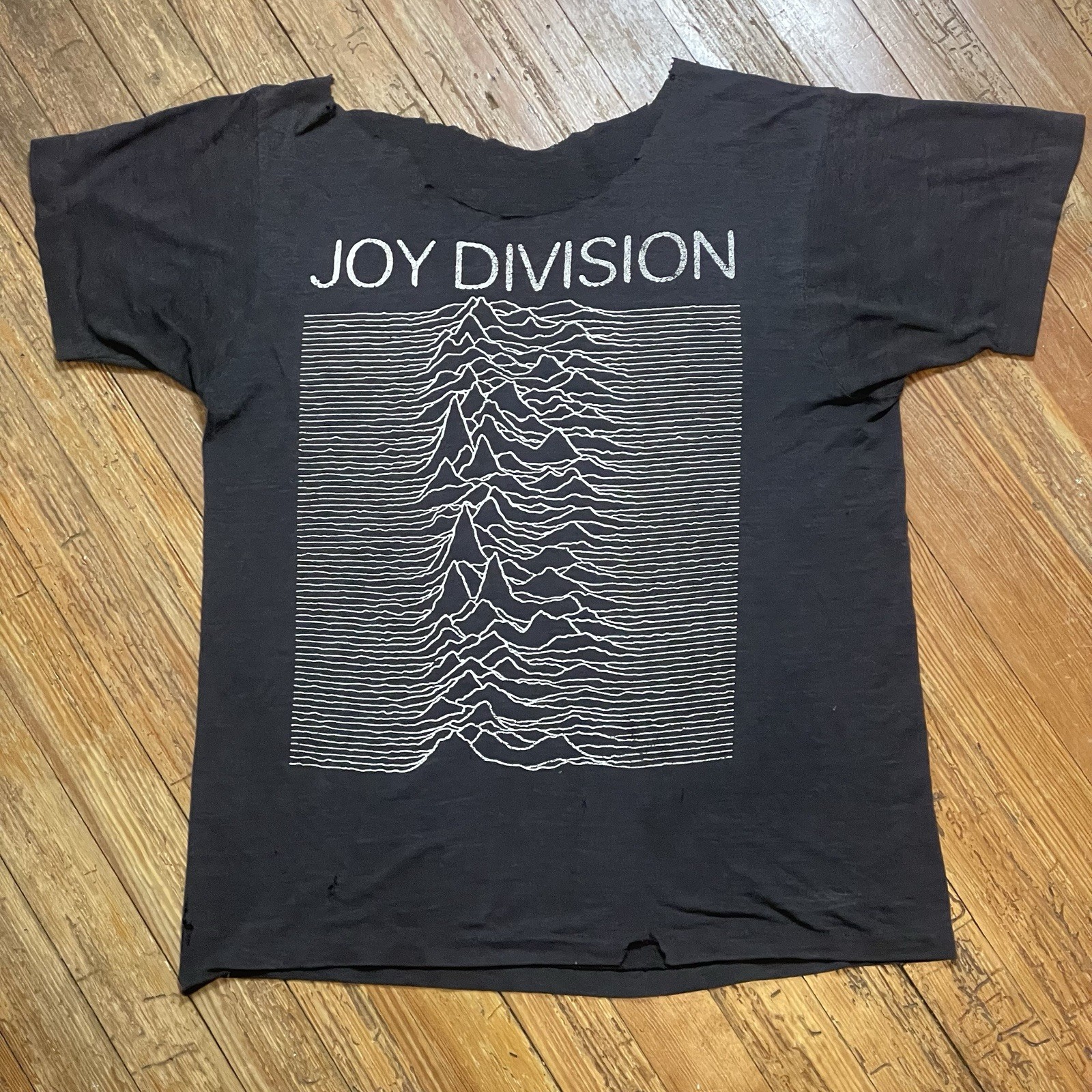 Vintage 80s Joy Division Shirt Size Large Punk Goth Band Tour Chopped As Is