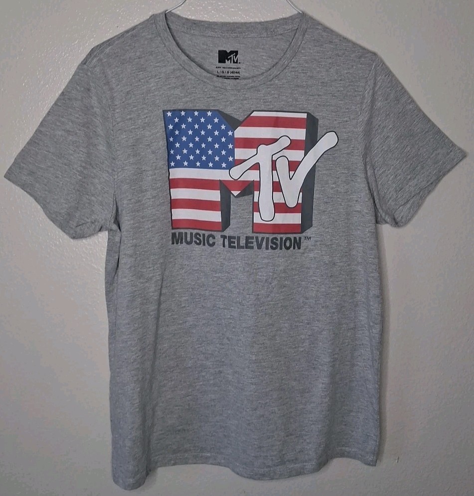MTV Music Television T-Shirt USA American Flag Print Tee Large (42/44) gallery