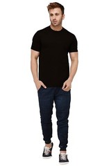 Men’s Classic Solid Plain Cotton Round Hem Scallop Essentials Tshirt S-2XL