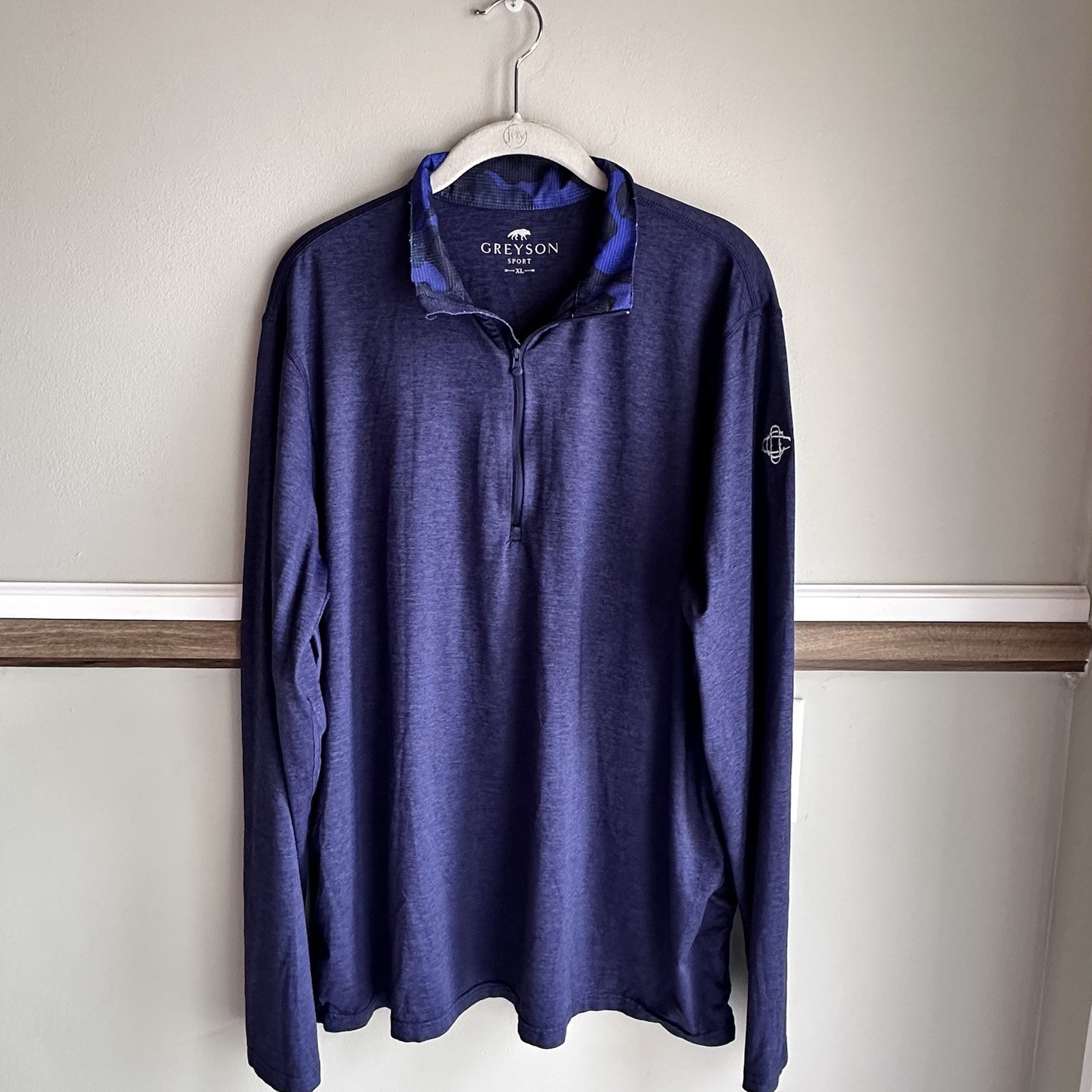 Greyson 1/4 Zip Heathered Blue Guide Sport Lightweight Pullover Golf Logo Men XL gallery