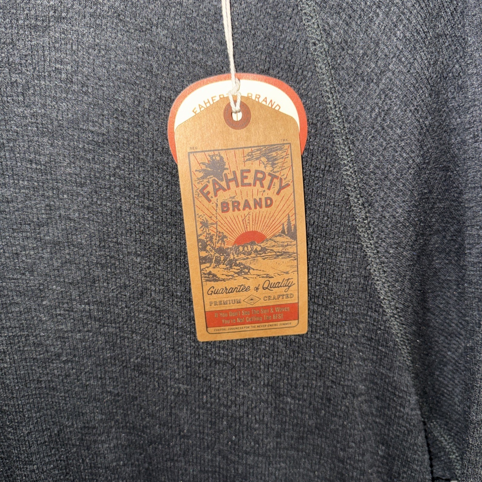 Faherty Men's Cloud Waffle Crew Thermal Shirt XXL Charcoal Heather Long Sleeve gallery