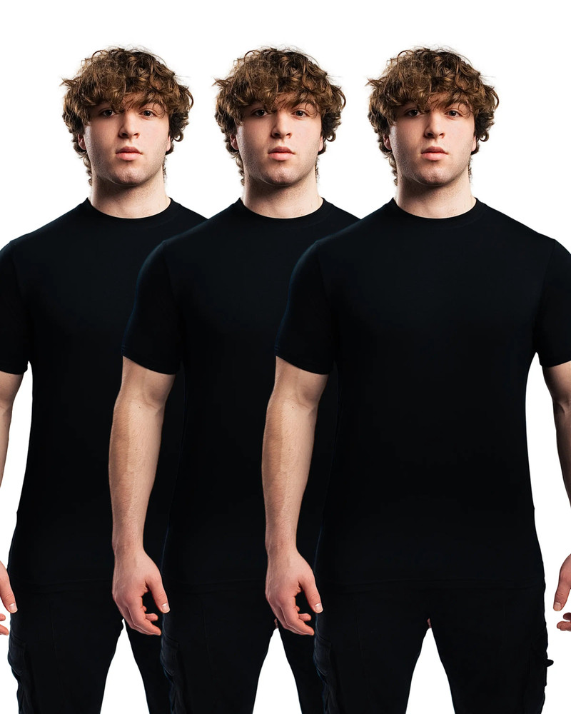 Ekkovision Fitted Blank T-Shirt Black 3 Pack 280 GSM (Thicker Material) Large