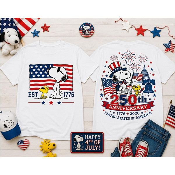 Snoopy America 250th Anniversary Shirt, Peanuts 1776 2026 Patriotic Tee gallery