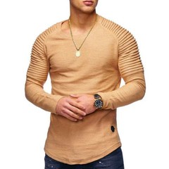 Spring And Autumn New Men’s Solid Color Slim Round Neck Long Sleeve T-Shirt