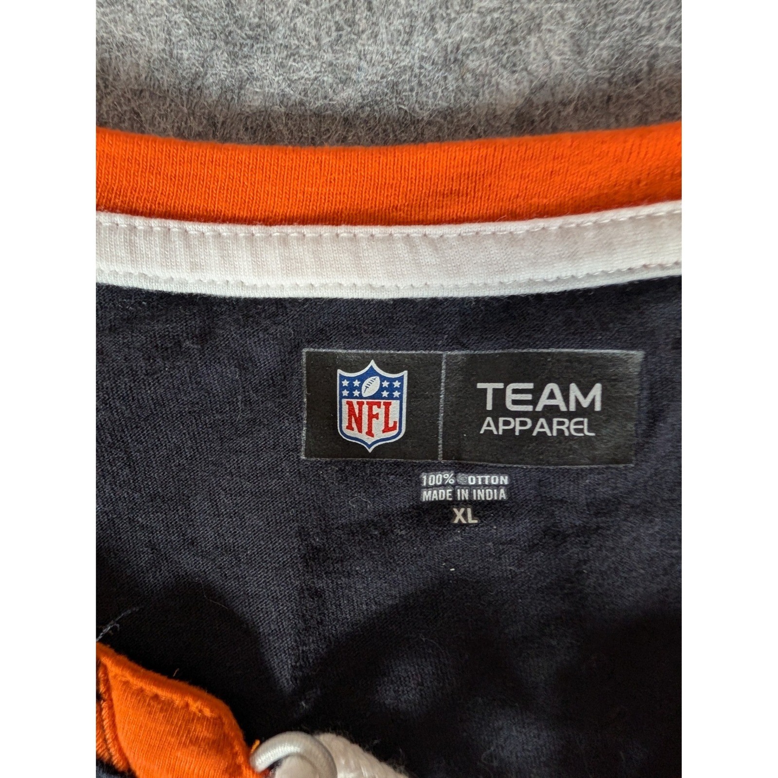 NFL Team Apparel Chicago Bears Lace Up Long Sleeve Shirt Navy Blue Orange XL gallery