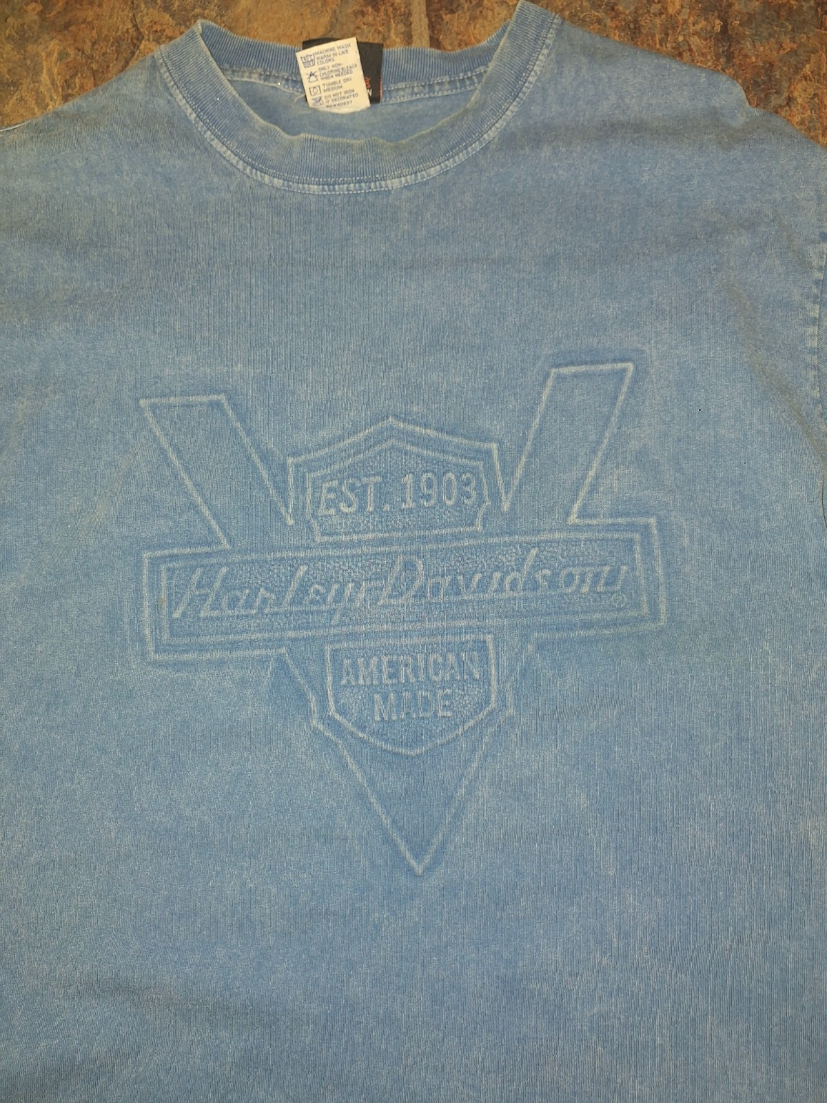 Vintage Harley Davidson Shirt Blue See Measurement Tucson Motorcycle Men L 90s gallery