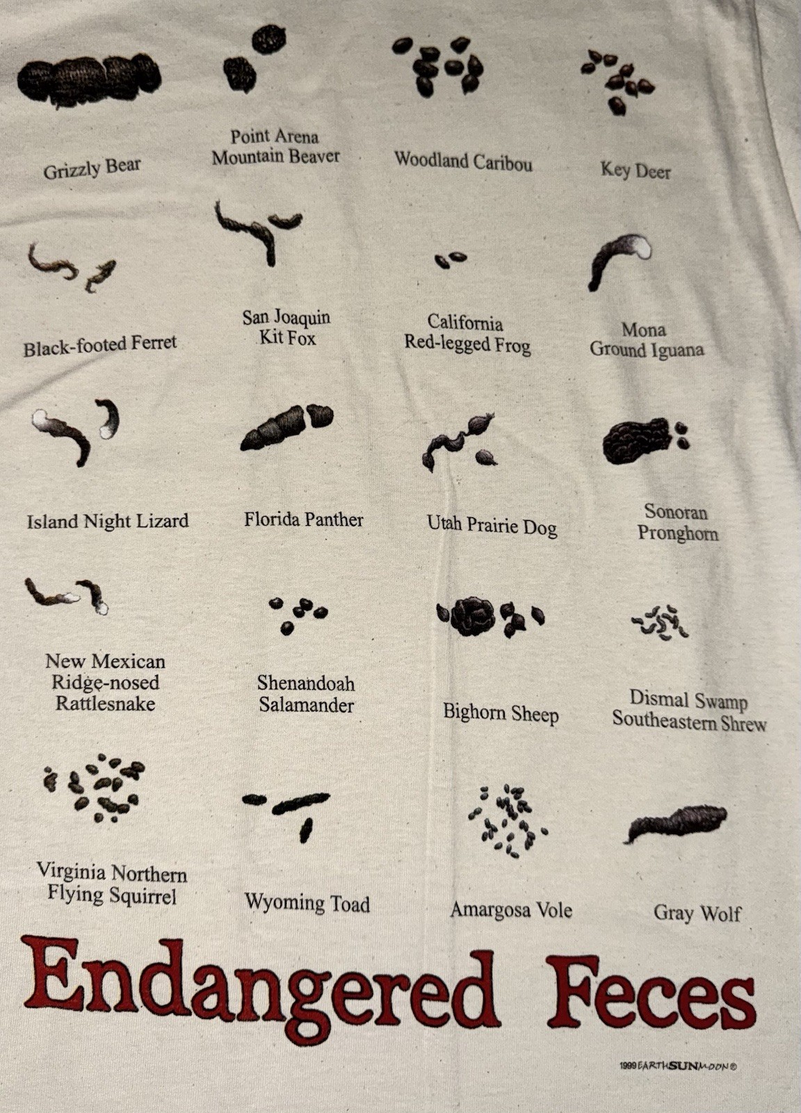 Vintage 1999 Endangered Feces Shirt Small Earth Sun Moon Art Tom Griffin TT1 gallery
