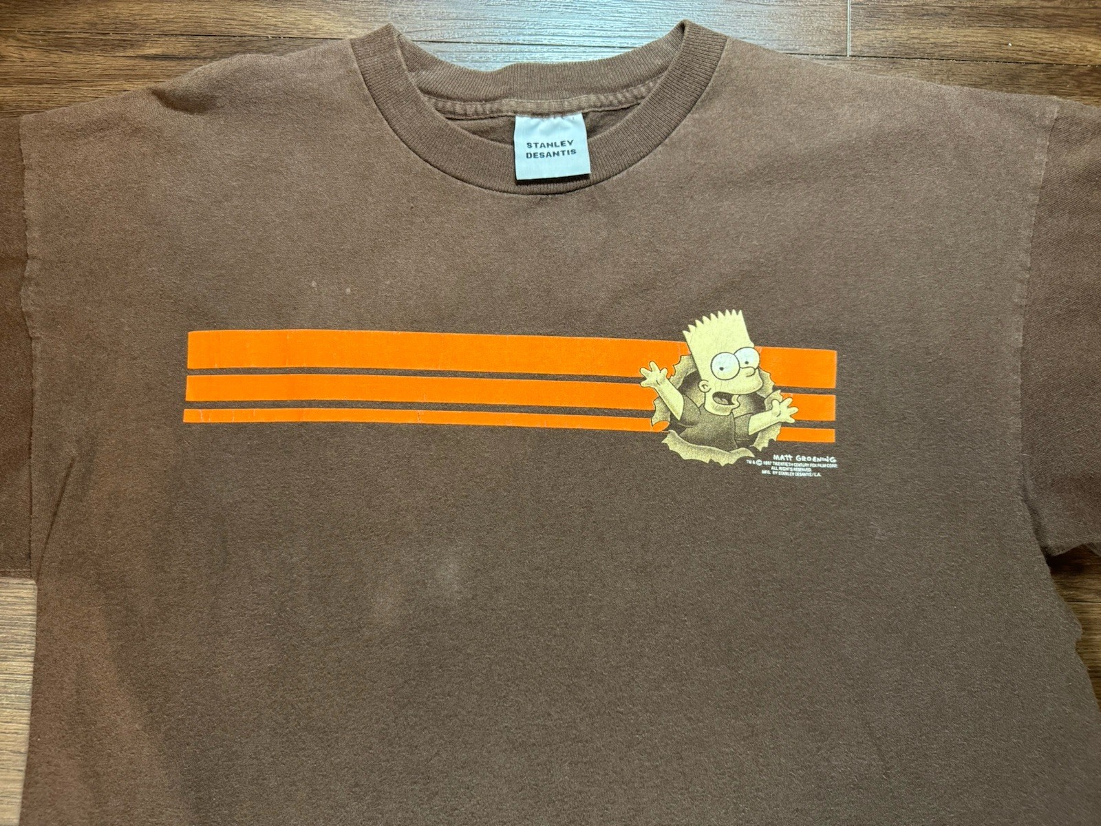 Vtg 1997 The Simpsons Stanley DeSantis Bart Simpson Brown T-shirt Size X-large gallery