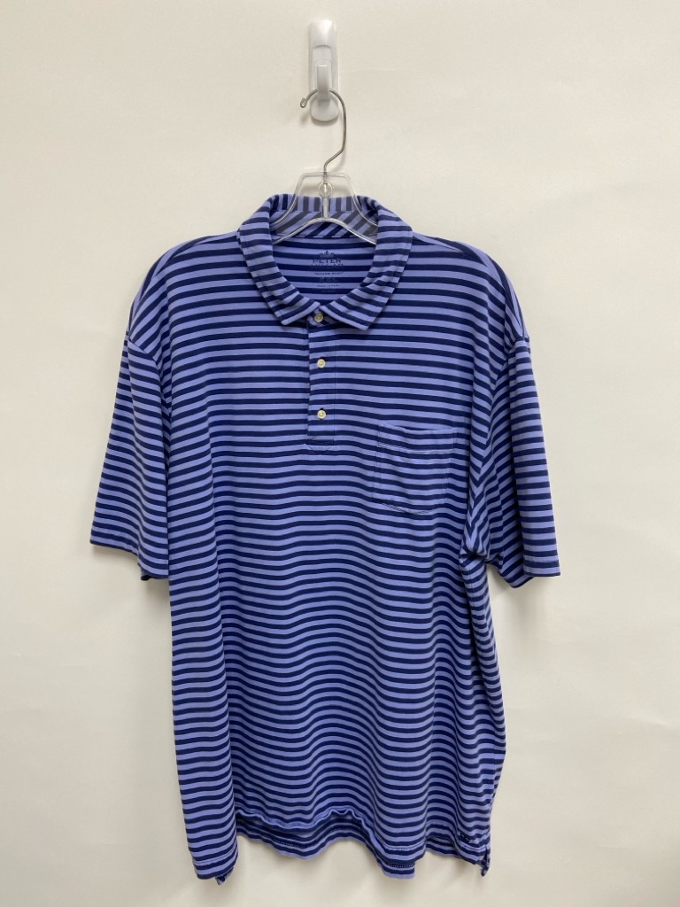 Peter Millar Size XXL Periwinkle Navy Stripes Polo Men’s Short Sleeve Shirt