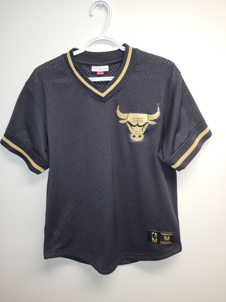 Mitchell & Ness Chicago Bulls Jersey Shirt Mens Medium 40 Black Gold NBA