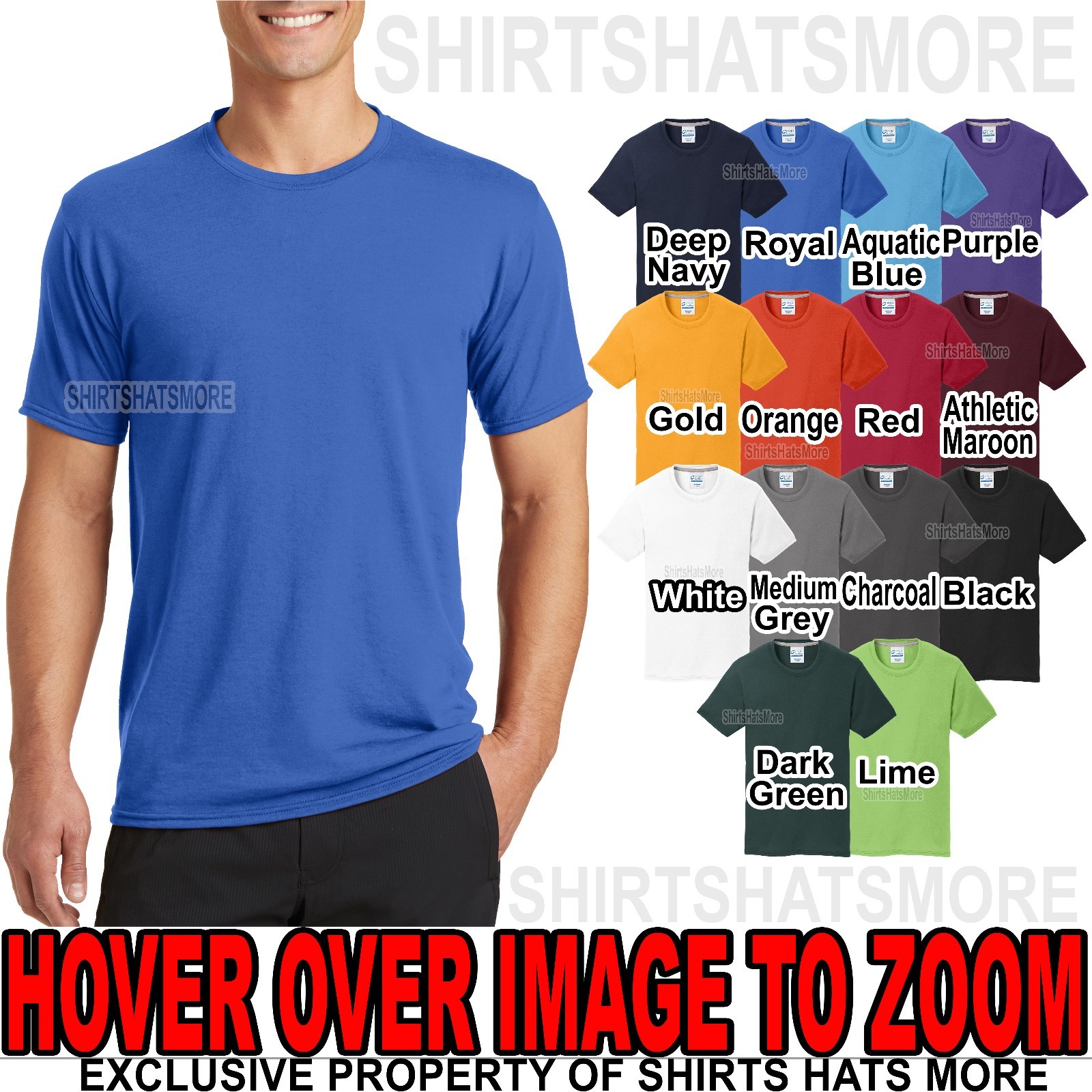 Mens Moisture Wicking T-Shirt Soft Poly/Cotton Tee S M L XL 2XL, 3XL, 4XL NEW gallery